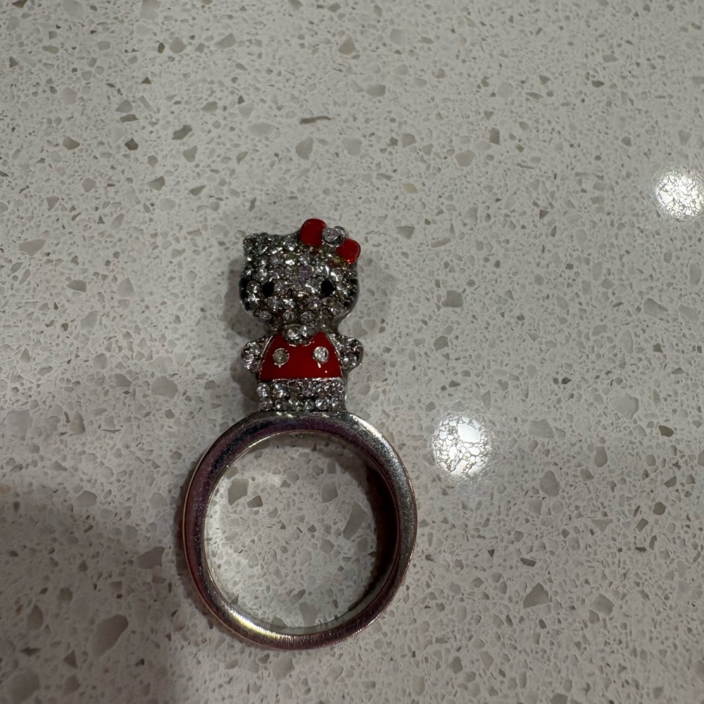 Cute Silver and Red Character Ring